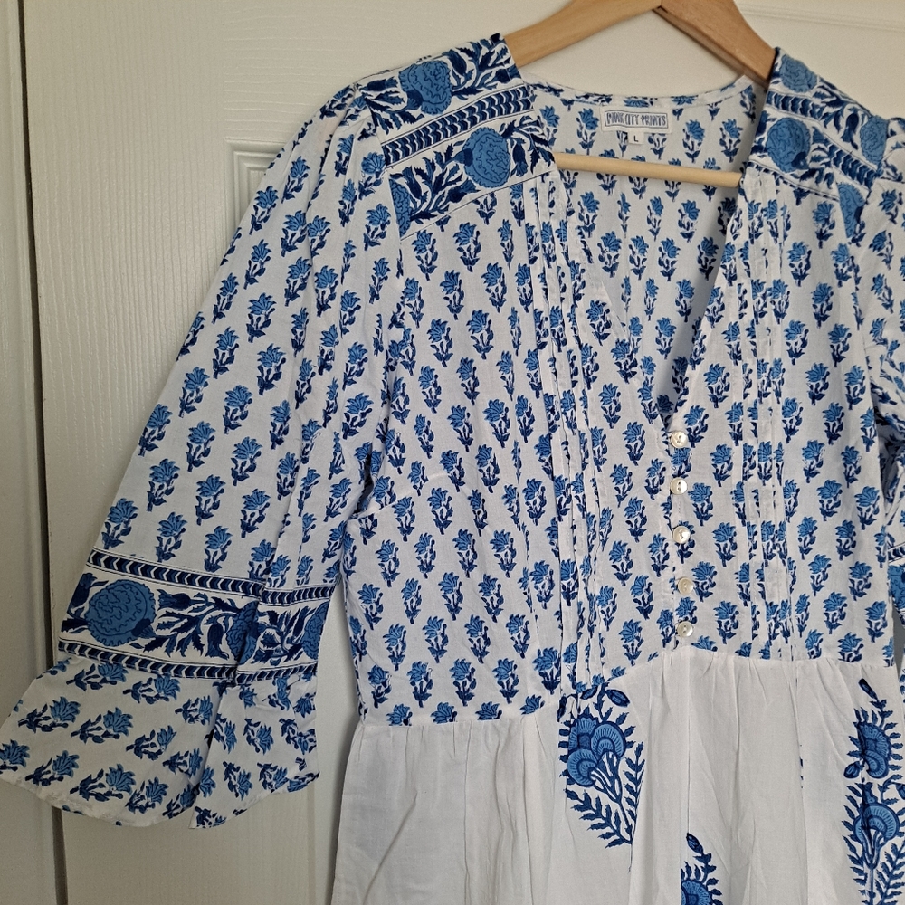 TUCKERNUCK PINK CITY PRINTS Blue and White Maxi Dress - Picture 4 of 8